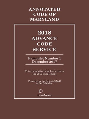 cover image of Maryland Advance Code Service